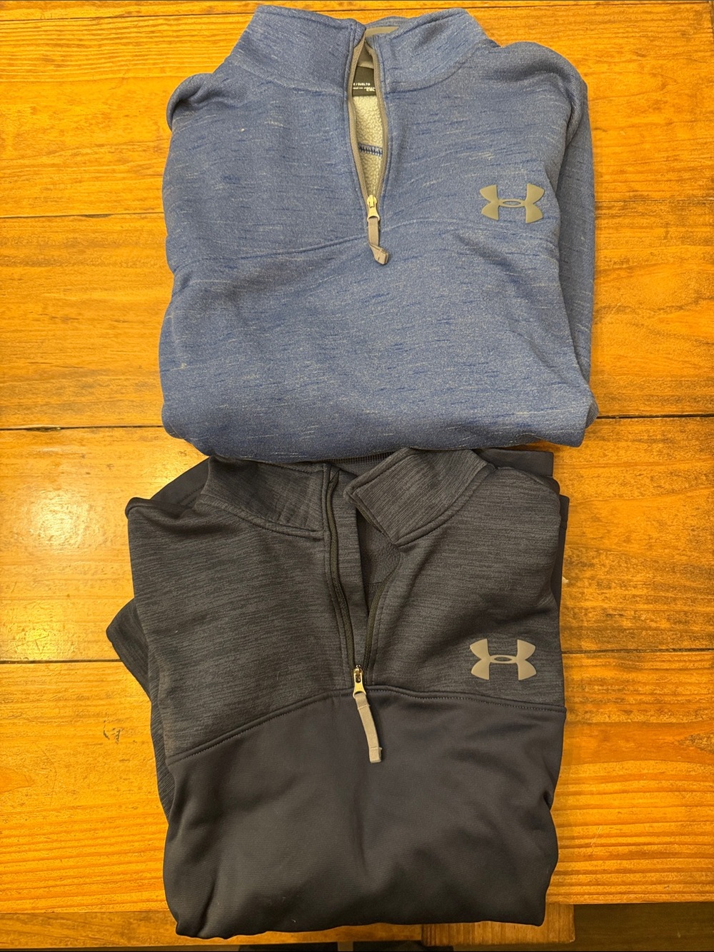 TWO Under Armour Men’s Half-Zip Pullover - Blue and Charcoal